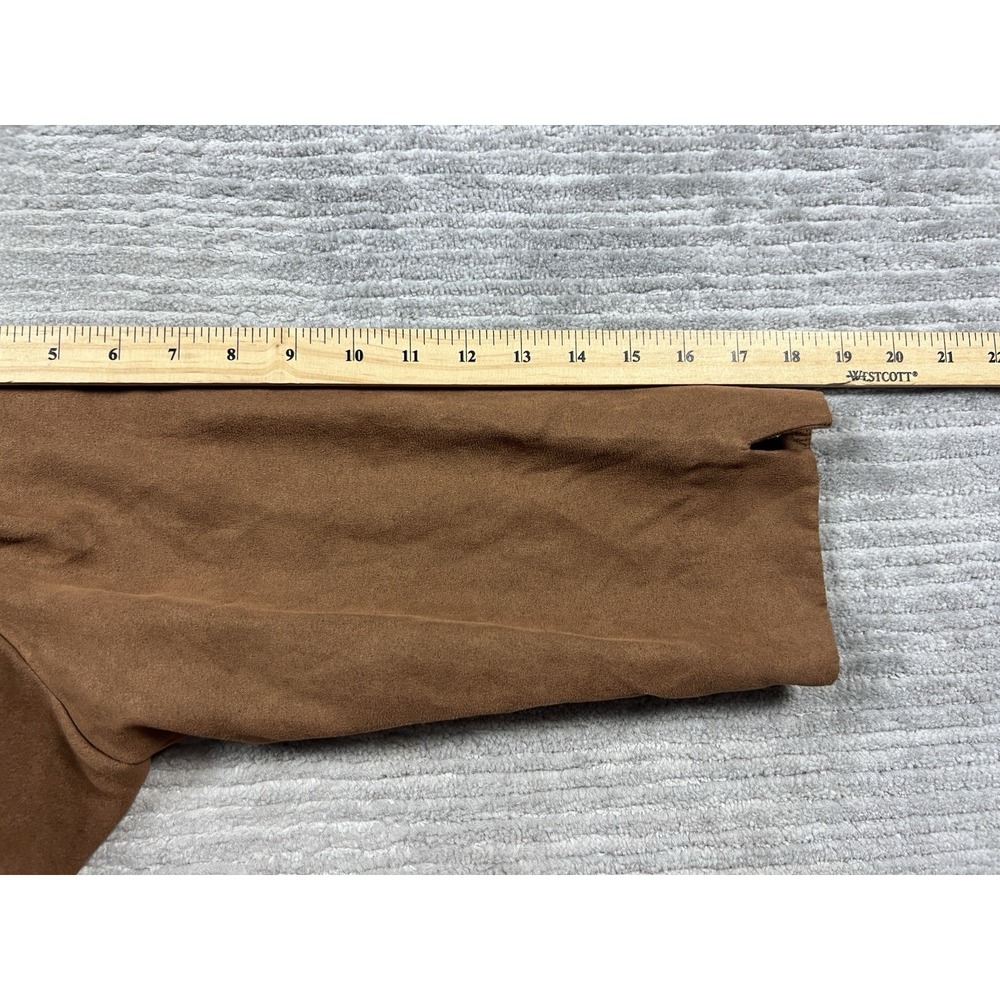 R&K Original Jacket Womens 14 Brown Polyester Open‎ Front Faux Suede Feel - Picture 7 of 14